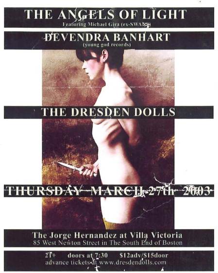 flyer from Dresden Dolls March 2003 show
